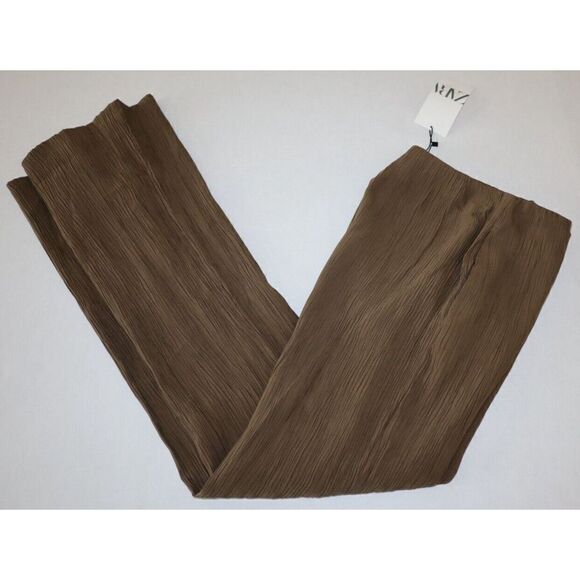 Zara Women's Sz XS Olive Green Wrinkle Effect Full Length Pants - Picture 7 of 7